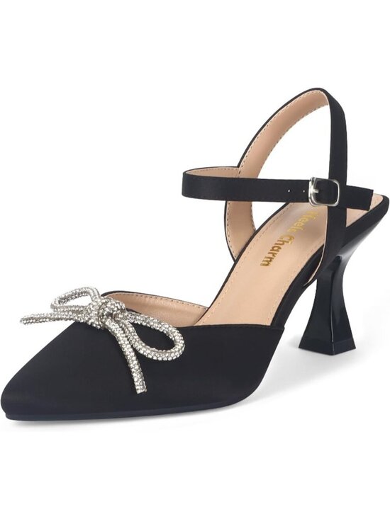Shoes - Women's Black Stiletto Pumps Shoes Pointed Toe Ankle Strap High Heel Dress Shoes